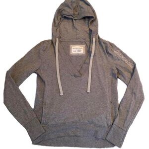 Y2K Aeropostale Heather Gray V-Neck Hoodie Sweater